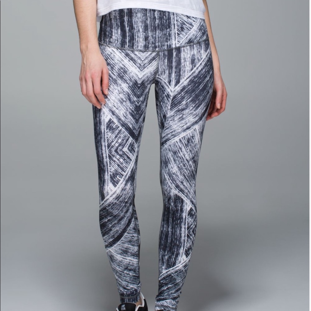 Lululemon Wunder Under Pant *Full-On Luon (Roll Down) Heat Wave White/Black